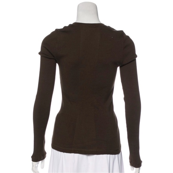 GUCCI Chocolate Long Sleeve Rib Knit Top - Size L in Excellent Condition! - Picture 2 of 11